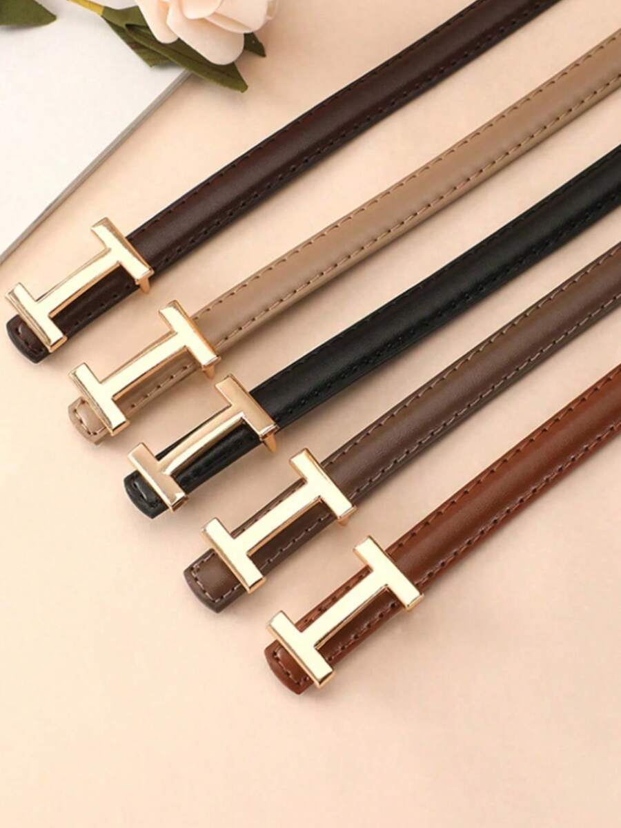 1 件/套男女通用简约百搭细腰带，女式简约百搭细腰带适合裙子、衬衫、裤子，轻盈奢华腰带 - 彩色 - 查看 1