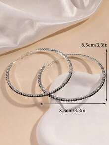 Rhinestone Decor Hoop Earrings