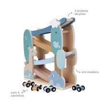 Jogo Torre de Carrinhos Cloudy +3 Anos Estimula a Coordenação Motora Interativo 4 Andares Buba