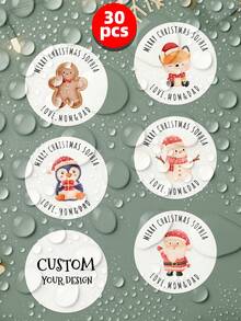 من 1 إلى 150 ملصق شخصي لعيد الميلاد، ملصقات هدايا عيد الميلاد المخصصة، ملصقات هدايا دائرية مخصصة بالنص - مناسبة لتغليف هدايا العطلات، ديكورات العطلات، ملصقات مغلف العطلات، ملصقات تغليف الحلوى والأطعمة، ملصقات أزياء لاصقة