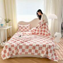 1 件仿兔毛毯，柔软羊毛毯，适合床、沙发、办公室午睡、披肩、亲肤、万圣节毛绒毯 - 淺粉色 - 查看 5