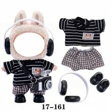 【仅服装】FORLABUBU 休闲T恤、连衣裙、裤子套装，适用于1/2/3代17厘米搪胶人偶，含时尚耳机、鞋子，娃娃服装套装（不含娃娃） - 彩色 - 查看 5
