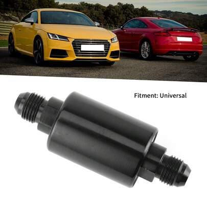 Car High Flow Inline Fuel Filter Aluminium Alloy 100 Micron Cleanable AN6 Universal