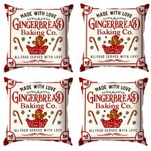 4 pièces Housses de coussin de Noël, 45 x 45 cm, avec fermeture éclair, design de Noël vintage, décoration de vacances de style ferme, convient pour le porche, le patio, le canapé, le sofa, le salon - (Inserts non inclus), Décoration de Noël