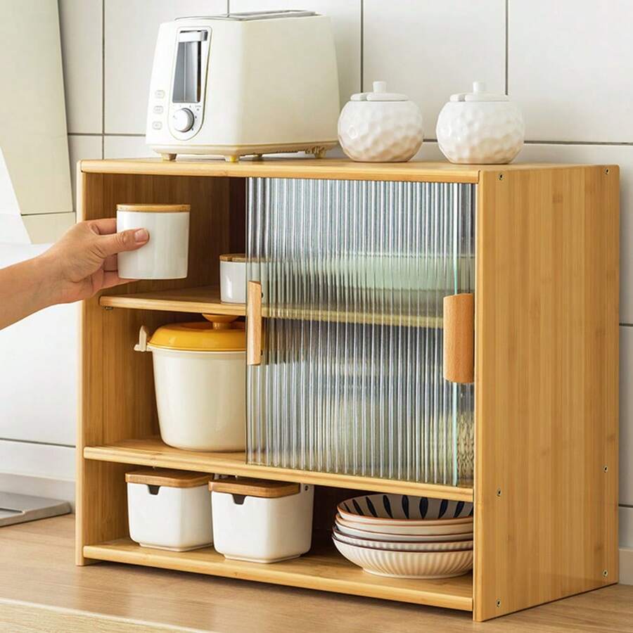 Countertop Storage Cabinet, Kitchen Countertop Condiment Storage Cabinet, Bowl And Plate Organizing And Storage, Kitchen Tableware Storage - 彩色 - 查看 1