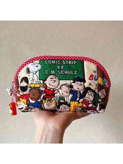 1 pieza Estuche para lápices con estampado de dibujos animados en colaboración, bolsa de papelería, bolsa de cosméticos de gran capacidad, bolsa de almacenamiento y caja de lápices para estudiantes (estilo aleatorio), regalo de Navidad