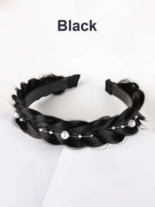 1条防滑蓬松鱼骨纹理合成发箍，洗脸编织发箍，鱼骨纹理假发发箍，新娘及日常佩戴发饰，发箍 - 彩色 - 查看 22