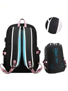 Stitch 3D Printed Cartoon Cute Backpack With USB Charging Port, Casual And Durable Outdoor Travel Backpack For Adults, Girl And Boy - Multicolor - View 4