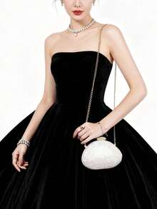 Bolso de mano de acrílico con forma de concha para la noche, bolso de noche con brillo blanco nieve, bolso de novia para mujeres para boda, citas, fiesta, baile de graduación, perfecto como regalo para vacaciones