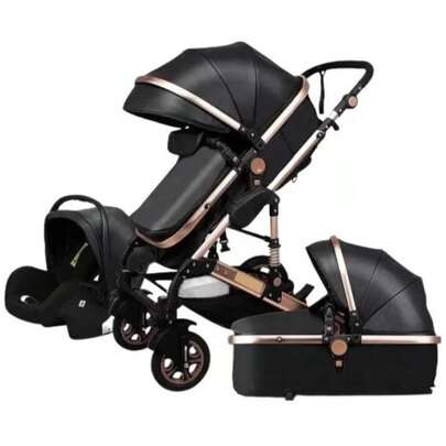 Carrinho De Bebê Europeu 3 em 1 com Amortecedor + Moisés Berço + Bebê Conforto - SUPER LUXO