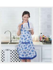 Avental de Renda Rosa de Camada Única, Avental com Laço no Pescoço e Cintura em Estilo Coreano Fofo para Cozinha, Casa, Escritório, Primavera/Verão