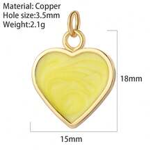 1pc Cute Enamel Copper Heart Pendant, Delicate & Handmade, Suitable For DIY Necklace, Bracelet, Earrings, Great Gift For Thanksgiving