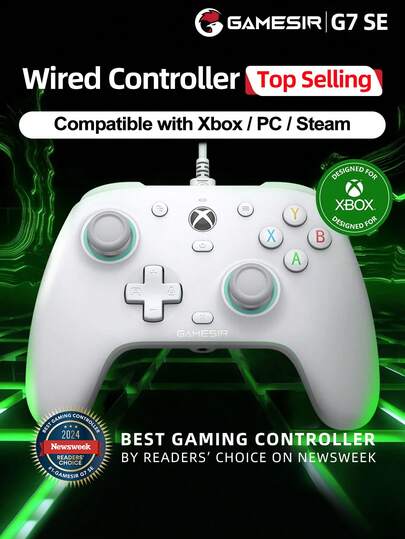 GAMESIR Gamepad Gamesir G7 Se compatible con PC, con licencia de Microsoft, con palancas de efecto Hall, palancas compatibles con Xbox Series X/S, compatible con Xbox One X/S, Steam Windows 10 11, gatillos analógicos, función de vibración, botones programables en el dorso, motores de vibración, conector de audio de 3.5 mm, material ABS, color blanco