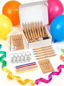 4/12/20 件套，团队礼品，员工感谢礼品，圆珠笔和口袋励志笔记本，附赠励志钥匙扣和手提袋，办公礼品，适合员工、志愿者、护士、教师、同事，团队建设退休礼品（4 件套 = 1 支圆珠笔 + 1 本口袋励志笔记本 + 1 个励志钥匙扣 + 1 个手提袋），成人圣诞礼物，个性化礼品，秘密圣诞老人礼物 - 彩色 - 查看 8