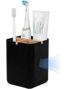 Toothbrush Holders Bathroom Countertop, Detachable Toothbrush Holder With Divider Toothbrush And Toothpaste Organizer Storage (3 Slots White) - màu đen - Xem 12
