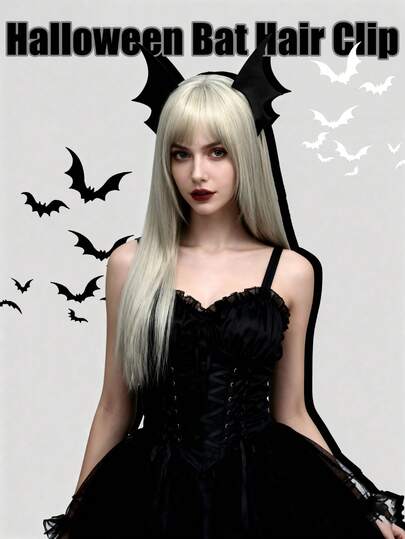 1pc Halloween Little Devil Hair Clip Cosplay Accessory Bat-Themed Queen Kururu-Inspired Hairpiece Dark Gothic Style 3D Side Hair Accessory