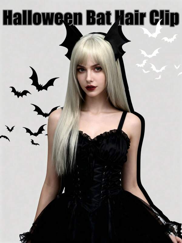 1pc Halloween Little Devil Hair Clip Cosplay Accessory Bat-Themed Queen Kururu-Inspired Hairpiece Dark Gothic Style 3D Side Hair Accessory