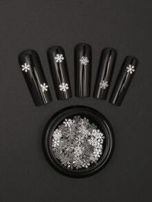 1 Box Christmas Nail Glitter, Silver Snowflake Nail Art Decorations, Snowflake Christmas Gift Nail Design Winter Glitter Nail DIY Decor - Multicolor - View 2