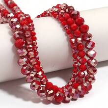 1 件半镀红色刻面玻璃水晶珠，4 毫米/6 毫米/8 毫米，时尚经典彩色珠子，适用于圣诞珠宝制作、DIY 工艺品、耳环、手链、项链、圣诞树装饰、节日装饰、婚礼装饰、窗户装饰、服装和包袋配饰 - 半電鍍紅色 - 查看 4