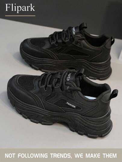 Flipark 女士隐形坡跟休闲运动鞋，2025-2024春秋季新款百搭厚底硫化小白鞋，适合娇小身材