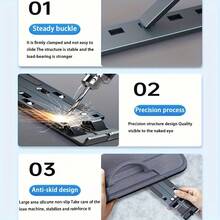 A Modern Desktop Organizer That Combines Foldable Portability, 6-Level Anti-Slip Stability, Efficient Heat Dissipation And Ventilation, And Ergonomic Design. Made Of High-Quality Aviation-Grade Aluminum Alloy, It Perfectly Supports 10 To 17-Inch Laptops, Tablets, And Even Monitors.