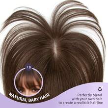 5x9cm Human Hair Topper Hair Piece Top Base Middle Part With Bangs 9 Colors Available For Women Hair Loss Or Bangs HairStyle, Easy To Install, Lightweight, Suitable For Daily Use, Dates, Parties, And Various Holidays. Highlight Your Beauty - S2 - 查看 3