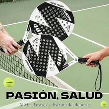 Camewin Palas de Pádel con Fundas,1 Raquetas y 1 Muñequeras, 2 Grips, Kit de Raquetas para Pádel Fabricadas 100% Fibra de Carbono y Núcleo de Espuma Flexible de Memoria EVA - blanco - Ver 11