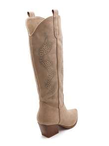 Bouteilles et western pour femme douce, motif strass orné inflammable et tige, avec bout point et talon moyen en bloc pour unstyled et la fois moderne et confortable. - Kaki - Voir 5