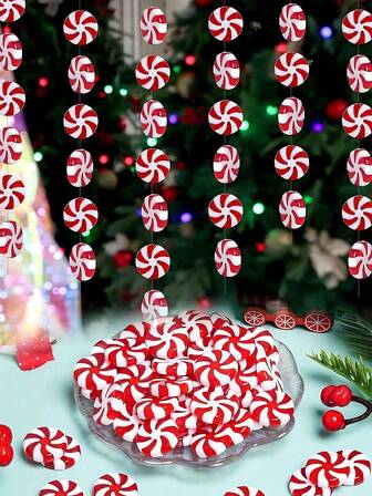 100 piezas Bastón de caramelo de Navidad Caramelo con remolino Guirnalda de bastones de caramelo de menta para decorar el árbol de Navidad Adornos de guirnalda de caramelo Decoraciones navideñas de 25 mm Regalos de fiesta de Navidad Decoración navideña para el hogar (Rojo, Verde) - (Sin incluir la cuerda)