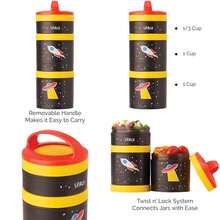 Whiskware Stackable Snack Containers For Kids And Toddlers, 3 Stackable Snack Cups For School And Travel,  (Pack Of 1)(Space) - Type1 - 查看 1