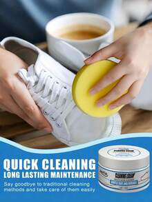 1pc Multi-Purpose Cleaning Paste With Sponge, Versatile Cleaning Paste, Whitening Cleaning Paste For White Sneakers, No-Rinse And Non-Yellowing