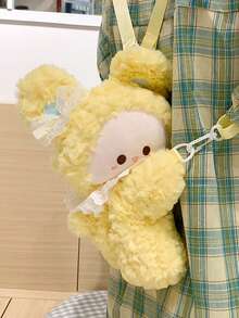 Cute Cat, Penguin, Rabbit Plush Backpack, Cat, Penguin, Rabbit Slouch Small Backpack, Girl Casual Phone Coin Purse, Unique Cartoon Shoulder Crossbody Bag