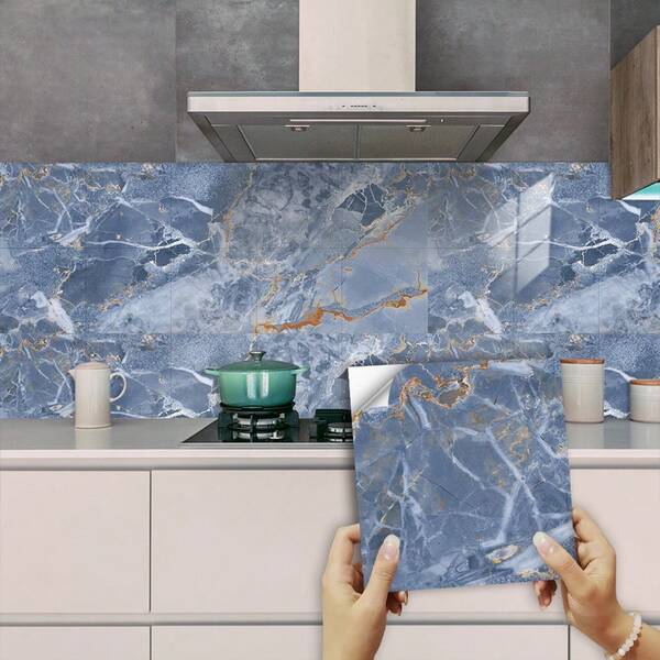 10 pezzi Adesivi in PVC per cucina, adesivi da parete in marmo vintage 2D piatti, carta da parati, adesivi per piastrelle, adesivi decorativi per pareti, adesivi decorativi per piastrelle, adatti per decorazione di casa, cucina, soggiorno, bagno, camera da letto