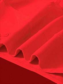 3 件套女士高腰压花棉质三角裤，休闲弹力透气柔软亲肤内裤 - 紅色 - 查看 9