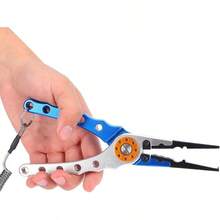 Pinzas de Alicates para Señuelos de Pesca, Equipo Multifunción para Quitar Ganchos de Aleación de Aluminio, Anillo Abierto, Quitar Ganchos Y Línea Trenzada de Corte(Azul) - Azul y plata - Ver 7