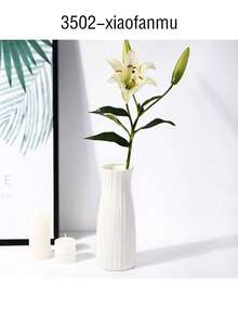 1pc Creative Plastic Vase, Living Room Coffee Table Tabletop Vase, Rose And Lily Flower Vase, Various Styles, Simple Vases, Fake Vases, Decorative Vases, Suitable For Home Decoration And Flower Storage,Christmas Decorative Vase, Christmas Tree Branch Storage Bottle Room Decor Glass Vase