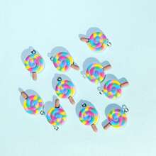 10pcs Cute Cartoon Lollipop Charms, Round Resin Pendant With Hole, Suitable For DIY Jewelry Making Accessories, Jewelry Making Pendants
