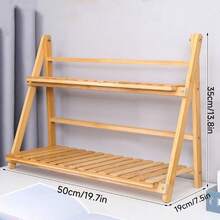 1 件棕色 DIY 手工竹制折叠展示架，家居收纳架 - 杏色 - 查看 12