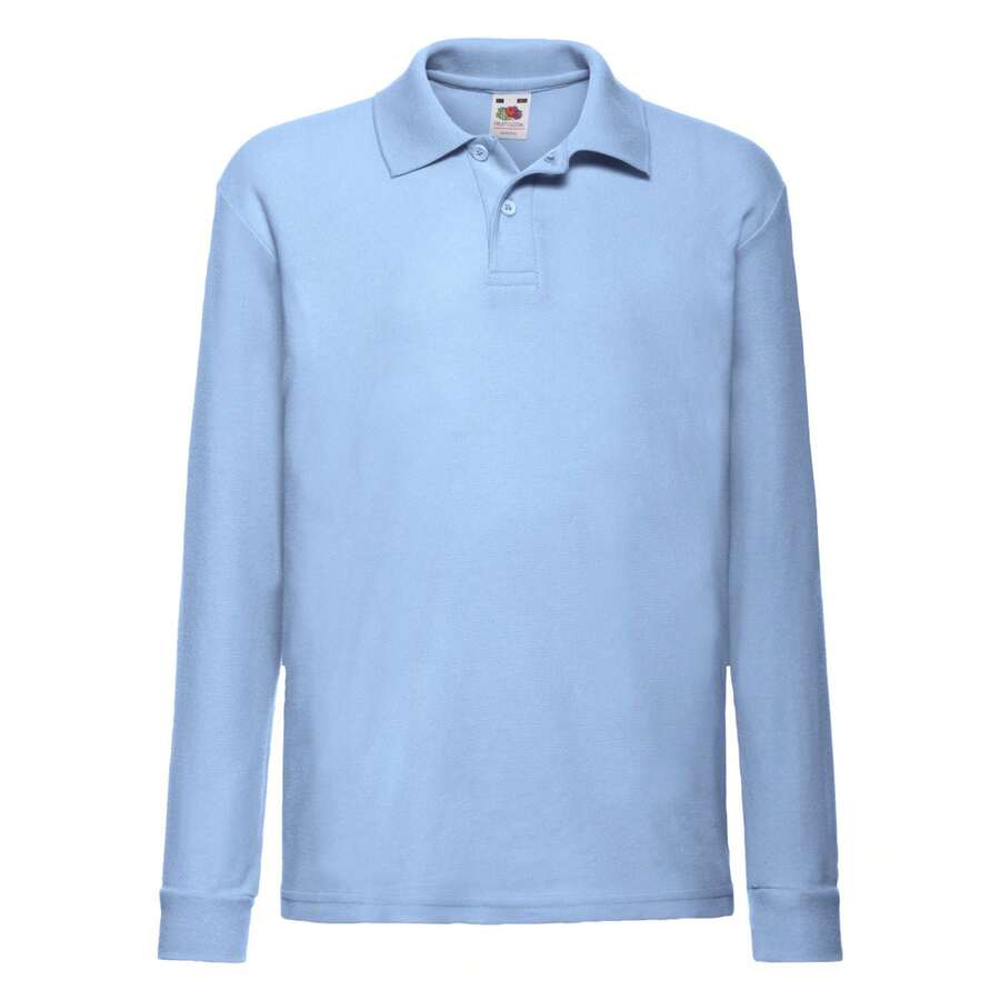 Fruit of the Loom Childrens/Kids LongSleeved Polo Shirt (Sky Blue) - 藍色 - 查看 1