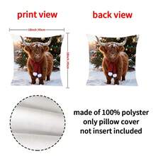 1 pieza Funda de cojín con estampado de vaca de las tierras altas navideña, funda de cojín para decoración navideña del hogar. Usar esta funda de cojín puede hacer que tu hogar se vea talla grande elegante y amigable con los animales.