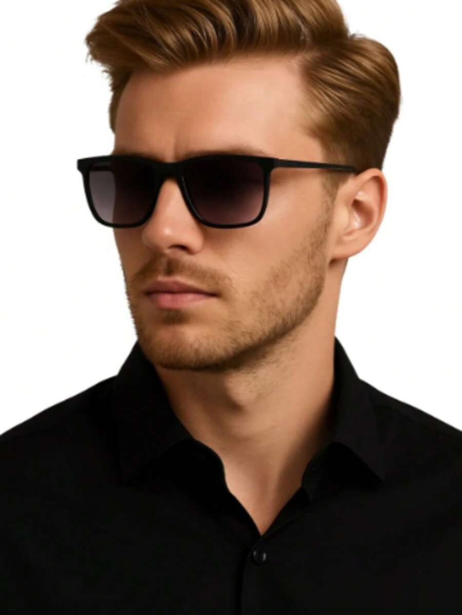 Fashionable Men's Glasses For UV400 Protection - 黑色 - 查看 1