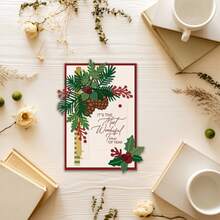 1PC Christmas Pinecone Silver-Gray Metal Die-Cut Mold Suitable For Scrapbooking Decorations, DIY Scrapbook Paper Crafts, Embossing Techniques, Handmade Projects, Greeting Card Creation, And Greeting Card Production. - Silver Gray - View 7