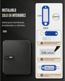 porta llaves de pared Timotech Organizador de Llaves, Caja de  para Llaves de Acero Inoxidable de 28 Posiciones con Cerradura de Combinación Reiniciable, Caja de Almacenamiento de  Digital, Porta Llaves - 1 - Ver 6
