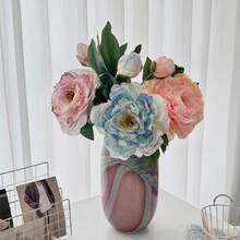 M.S MO SHI HOME FURNISHINGS 1 bucată de floare de bujor artificială de înaltă calitate, floare artificială realistă cu două capete, bujor ars, potrivită pentru decorarea vintage a casei, decorarea biroului, decorarea nunții, Ziua Îndrăgostiților, cadou de ziua de naștere, ceremonie de absolvire, aranjament floral în vază DIY, grădină, decorarea camerei, petrecere de sărbători, plantă artificială