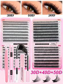 200PCS Fluffy Lash Clusters 50D, Individual Eyelash Thick Cluster Eyelash Extensions D Curl Lashes Clusters, DIY Lash Extension Kit Set, Lashes Clusters 200Pcs/300Pcs/240Pcs/168Pcs Individual Lashes 8-16MM Wispy Cluster Lashes Lash Clusters Kit, Lashes, Eyelashes, Fake Lashes - Multicolor - View 12