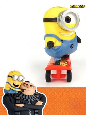 Minions 1 件小黄人生日礼物玩具车，可爱大眼滑板玩具车收藏品