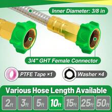 3ft Short Garden Hose With Female To Female Connector Metal Leakproof Leader Hose For Hose Reel Heavy Duty 304 Stainless Steel Flexible Hose For Outdoor Garden Watering Car Pet Cleaning - 10英尺 - 查看 5