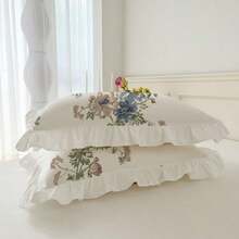 2pcs Floral Ruffle Pillowcase Set (Pillow Insert Not Included), Comfortable Breathable Soft Skin-Friendly, Machine Washable, Suitable For Dorm, Bedroom, Hotel, All Seasons - Multicolor - View 10
