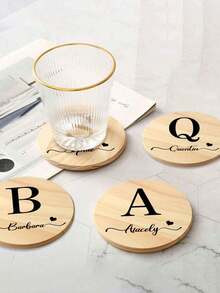 1 buc. Suport de pahare din lemn personalizat, Suport de pahare din lemn de pin cu logo personalizat și nume, Cadou ideal pentru nuntă, logodnă, reuniune de familie, prieteni și familii, se poate personaliza numele, Suport rotund, Suport pentru băuturi, Suport pentru cafea, Suport personalizat antiderapant rezistent la căldură, Multifuncțional, Durabil, Ornamental, Reutilizabil, Rafinat, Elegant.
