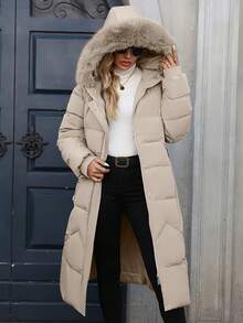 2025 New Arrival Winter Fashionable Elegant Warm Windproof Coat For Plus Size Women - Beige - View 4
